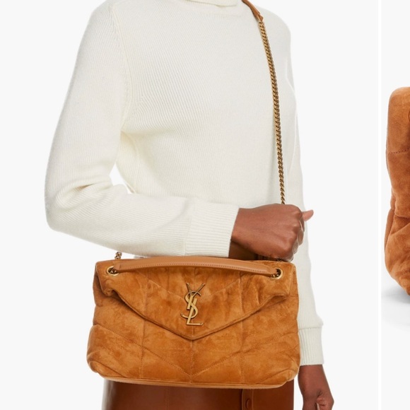 SAINT LAURENT

PUFFER SMALL CHAIN BAG IN QUILTED SUEDE in color CINNAMON - Picture 13 of 14